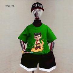 Bộ thun cotton in Natra quần chạy viền lé dễ thương cho bé trai BXG1492