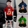 Bộ thun cotton in Natra quần chạy viền lé dễ thương cho bé trai BXG1492