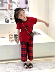 Set áo ngôi sao quần caro dễ thương cho bé gái BGB123393