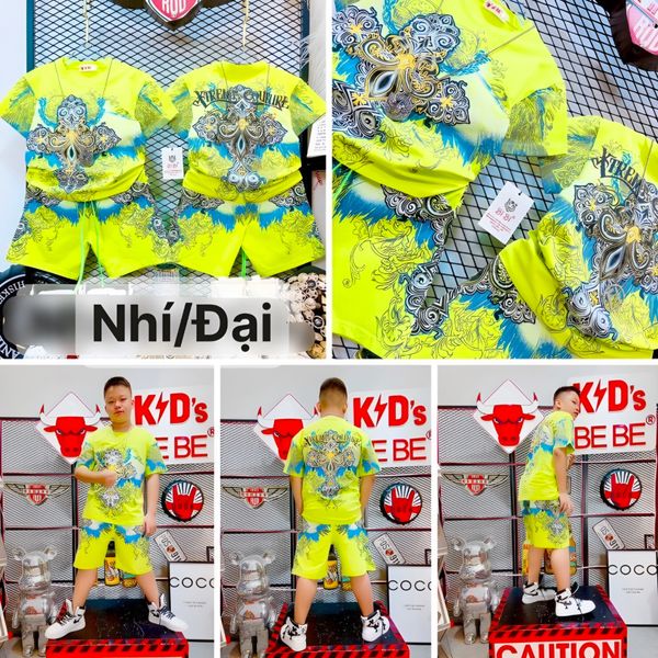 [XẢ KHO] Bộ thun in nhũ HOA VĂN cực ngầu cho bé trai BTB28168