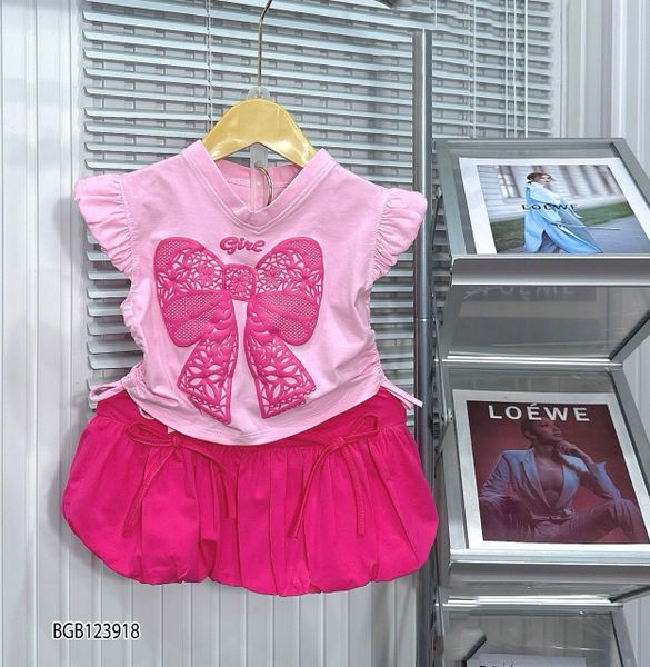 Set áo nơ váy bí dễ thương cho bé gái BGB123918