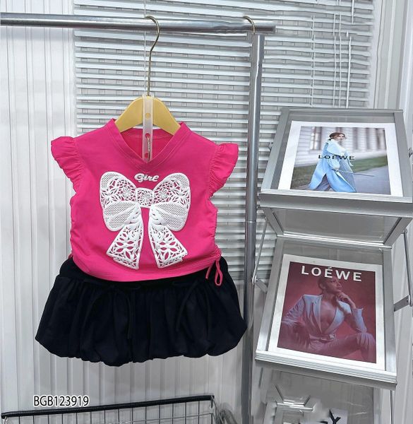 Set áo nơ váy bí dễ thương cho bé gái BGB123918