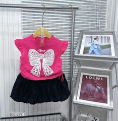Set áo nơ váy bí dễ thương cho bé gái BGB123918