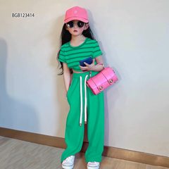Set áo sọc quần ống suông dễ thương cho bé gái BGB123413