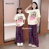 Bộ thun in BabyThree Quần ống suông Caro dễ thương cho Mẹ & Bé Gái BXG1450