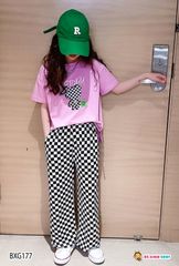 [XẢ KHO] Set áo Mickey quần ống rộng caro dễ thương cho bé gái BXG175