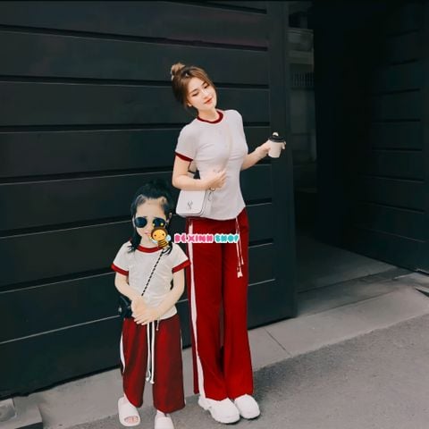 [XẢ KHO] Bộ áo quần ống suông chạy viền thể thao cho Mẹ & Bé Gái BXG484