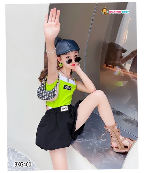 Set áo dây quần bí dễ thương cho bé gái BXG398