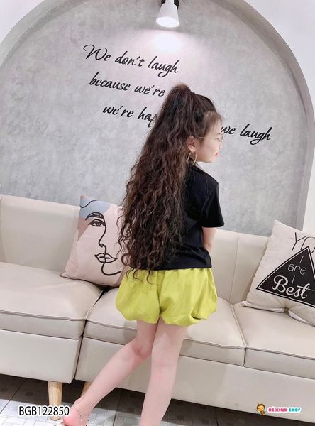 Set áo in mèo lưới quần bí dễ thương cho bé gái BGB122850