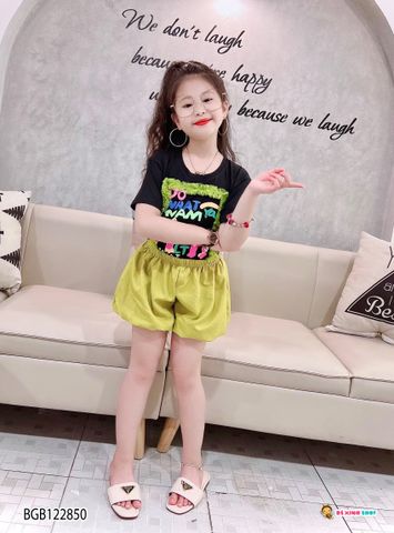 [XẢ KHO] Set áo in mèo lưới quần bí dễ thương cho bé gái BGB122850