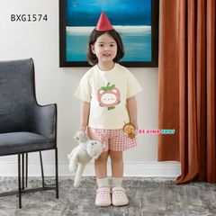 Set áo thun in hình quần caro dễ thương cho bé gái BXG1571