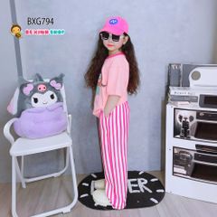 Set áo bé gái quần sọc ống suông dễ thương cho bé BXG794
