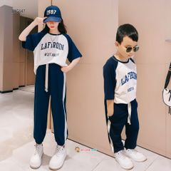 Set áo tay raplang quần jogger thể thao LAFIROIN dễ thương cho bé trai & bé gái BXG646