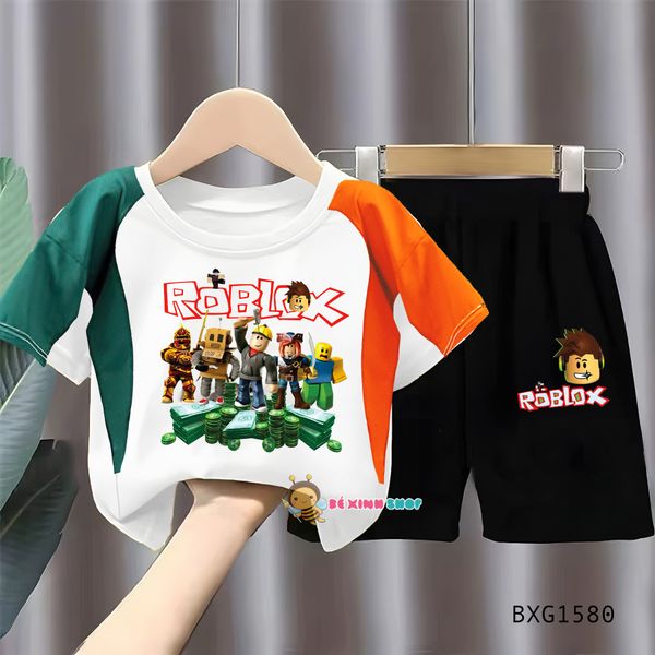 Set áo thun phối màu Roblox dễ thương cho bé trai BXG1579