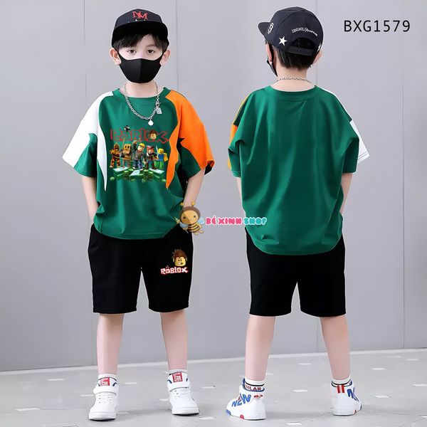 Set áo thun phối màu Roblox dễ thương cho bé trai BXG1579