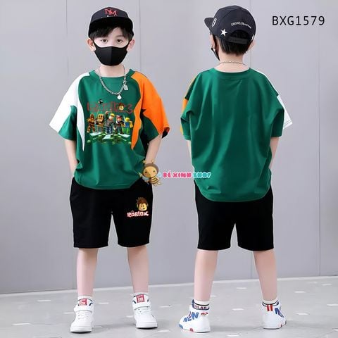 Set áo thun phối màu Roblox dễ thương cho bé trai BXG1579