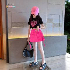 Set áo rút dây Blackpink phối Chân váy kaki dễ thương cho bé gái BXG900