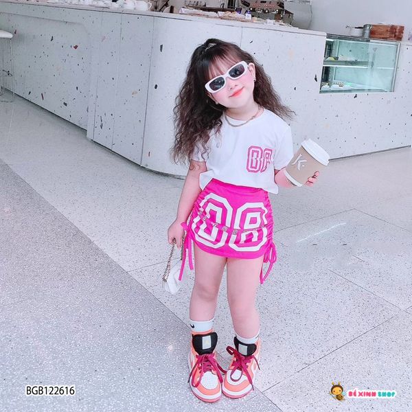 Set áo số 8 chân váy rút dây dễ thương cho bé gái BGB122615