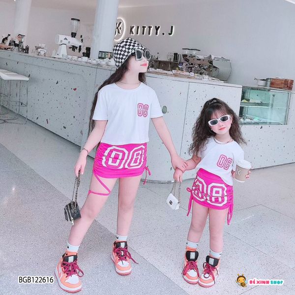 Set áo dây rút chân váy xẻ tà sexy