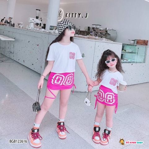 [XẢ KHO] Set áo số 8 chân váy rút dây dễ thương cho bé gái BGB122615