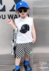 Bộ áo sát nách in nón quần caro dễ thương cho bé trai BXG355