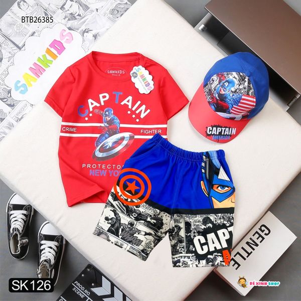 [XẢ KHO]  Set siêu anh hùng kèm nón dễ thương cho bé trai BTB26385