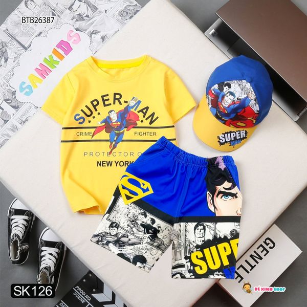 [XẢ KHO]  Set siêu anh hùng kèm nón dễ thương cho bé trai BTB26385