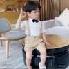 Set sơ mi quần yếm kèm nơ dễ thương cho bé trai đi chơi ngày Lễ Tết BTB27148