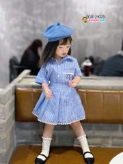 [XẢ KHO] Set sơ mi sọc phối chân váy viền ren dễ thương cho bé BGB124029