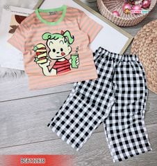 Set áo in bé gái quần caro ống rộng dễ thương cho bé gái BGB122838