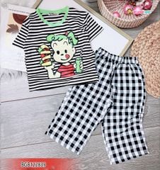 Set áo in bé gái quần caro ống rộng dễ thương cho bé gái BGB122838