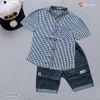 Set sơ mi caro quần jeans chữ dễ thương cho bé trai đi học đi chơi BTB26920