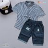 Set sơ mi caro quần jeans chữ dễ thương cho bé trai đi học đi chơi BTB26920