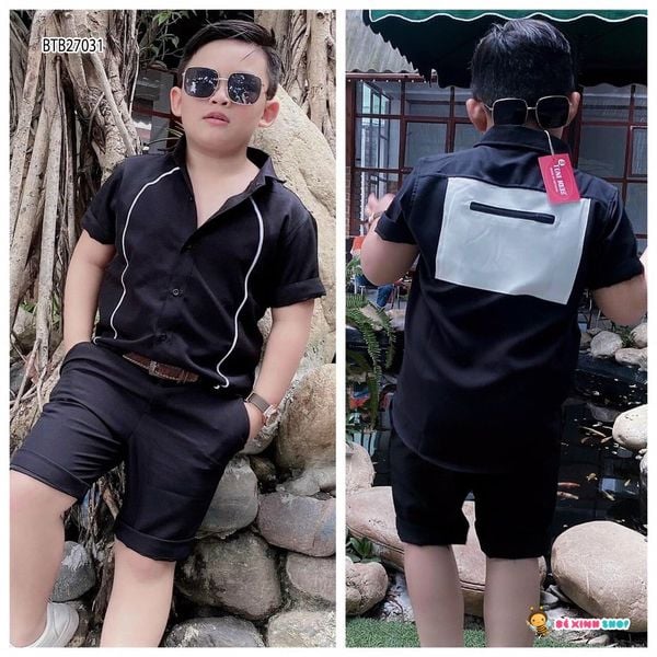 Set sơ mi cực ngầu cho bé trai đi chơi BTB27030