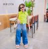 Set áo sơmi quần jeans wash màu dễ thương cho bé gái BGB123725