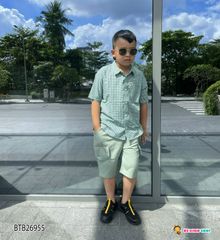 Set áo sơ mi caro quần kaki dễ thương cho bé trai BTB26955