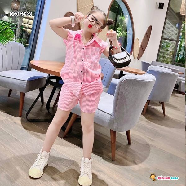 Set sơ mi SỌC dễ thương cho bé gái BGB122495