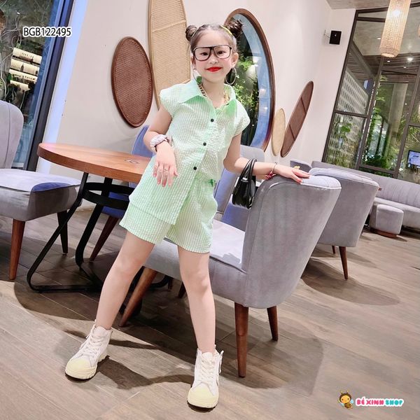Set sơ mi SỌC dễ thương cho bé gái BGB122495