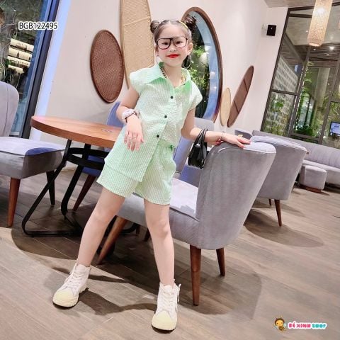 [XẢ KHO] Set sơ mi SỌC dễ thương cho bé gái BGB122495