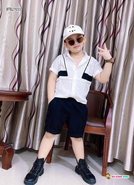 Set sơ mi cực ngầu cho bé trai đi chơi BTB27030