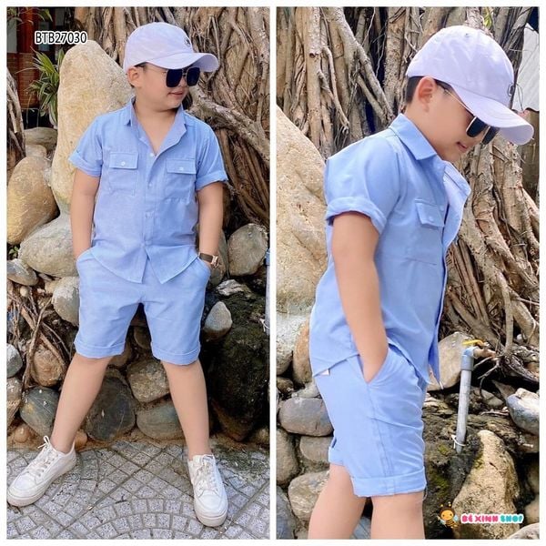 Set sơ mi cực ngầu cho bé trai đi chơi BTB27030