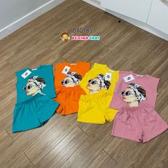 Bộ sort cotton tay lỡ Cô Gái dễ thương cho bé gái BXG782