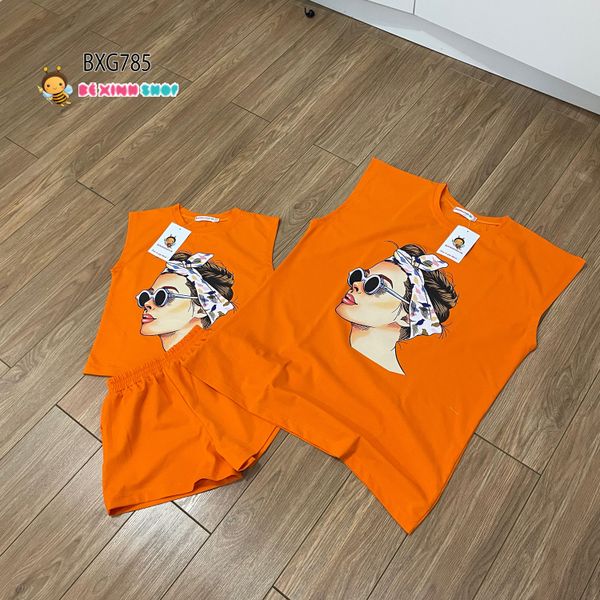 Bộ sort cotton tay lỡ Cô Gái dễ thương cho bé gái BXG782