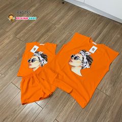 Bộ sort cotton tay lỡ Cô Gái dễ thương cho bé gái BXG782