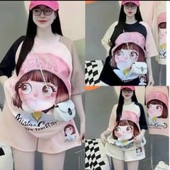 Bộ thun tay phối màu in Bé Gái dễ thương cho Mẹ & bé BXG827