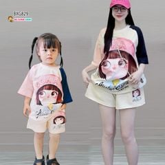 Bộ thun tay phối màu in Bé Gái dễ thương cho Mẹ & bé BXG827