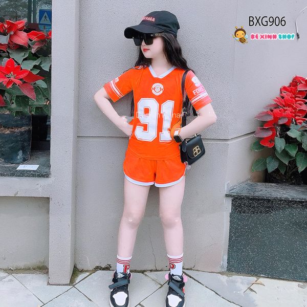 Bộ sort thun body thể thao cổ tim 91 dễ thương cho bé trai & bé gái BXG904