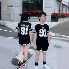 Bộ sort thun body thể thao cổ tim 91 dễ thương cho bé trai & bé gái BXG904