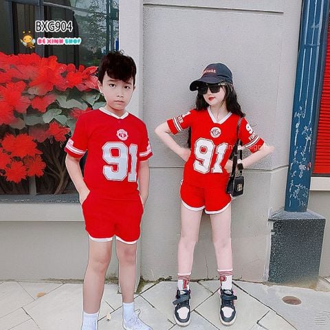 Bộ sort thun body thể thao cổ tim 91 dễ thương cho bé trai & bé gái BXG904