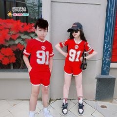 Bộ sort thun body thể thao cổ tim 91 dễ thương cho bé trai & bé gái BXG904
